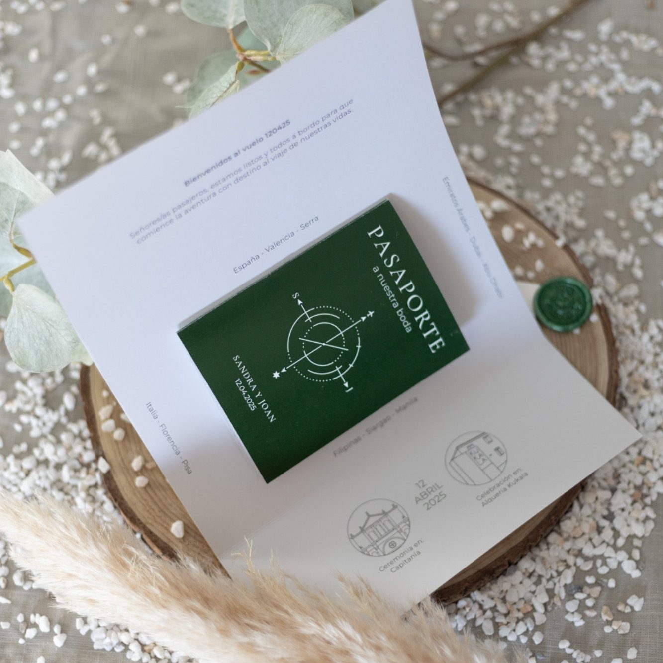 invitación de boda pasaporte diseño viajero Valencia