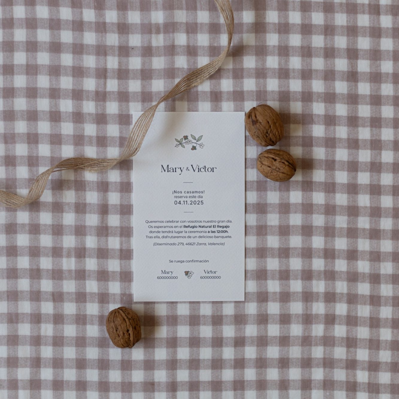 Invitación de boda rústica