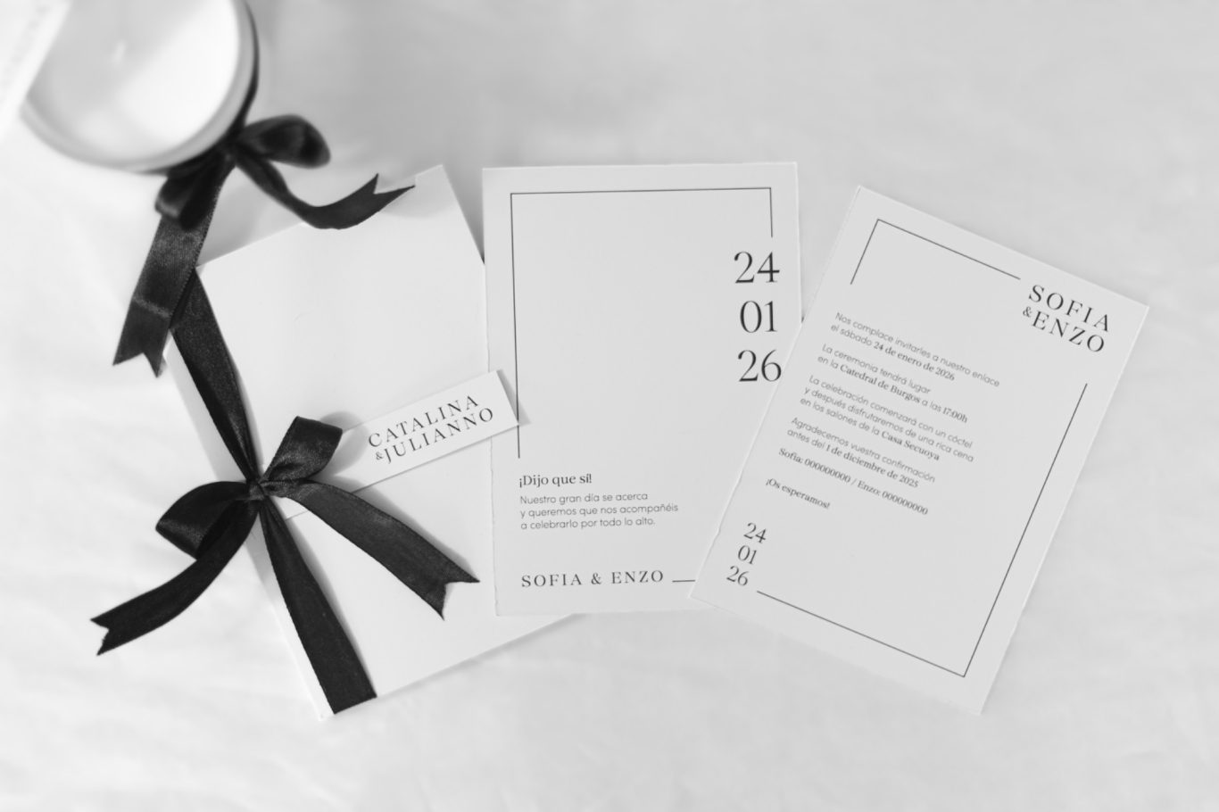 Invitación de boda elegante y minimalista